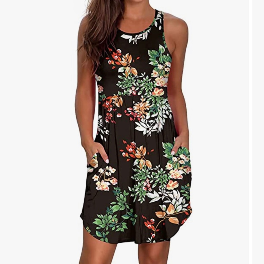 “ATIZON” 💚 SUPER CUTE 💜 SLEEVELESS FLORAL DRESS